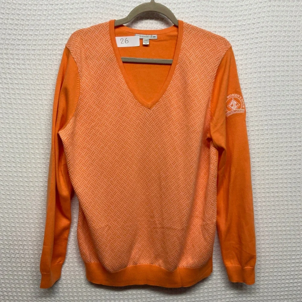 Cutter & Buck Mens Orange V-Neck Sweater 2008 US Womens Open‎ Interlachen Golf